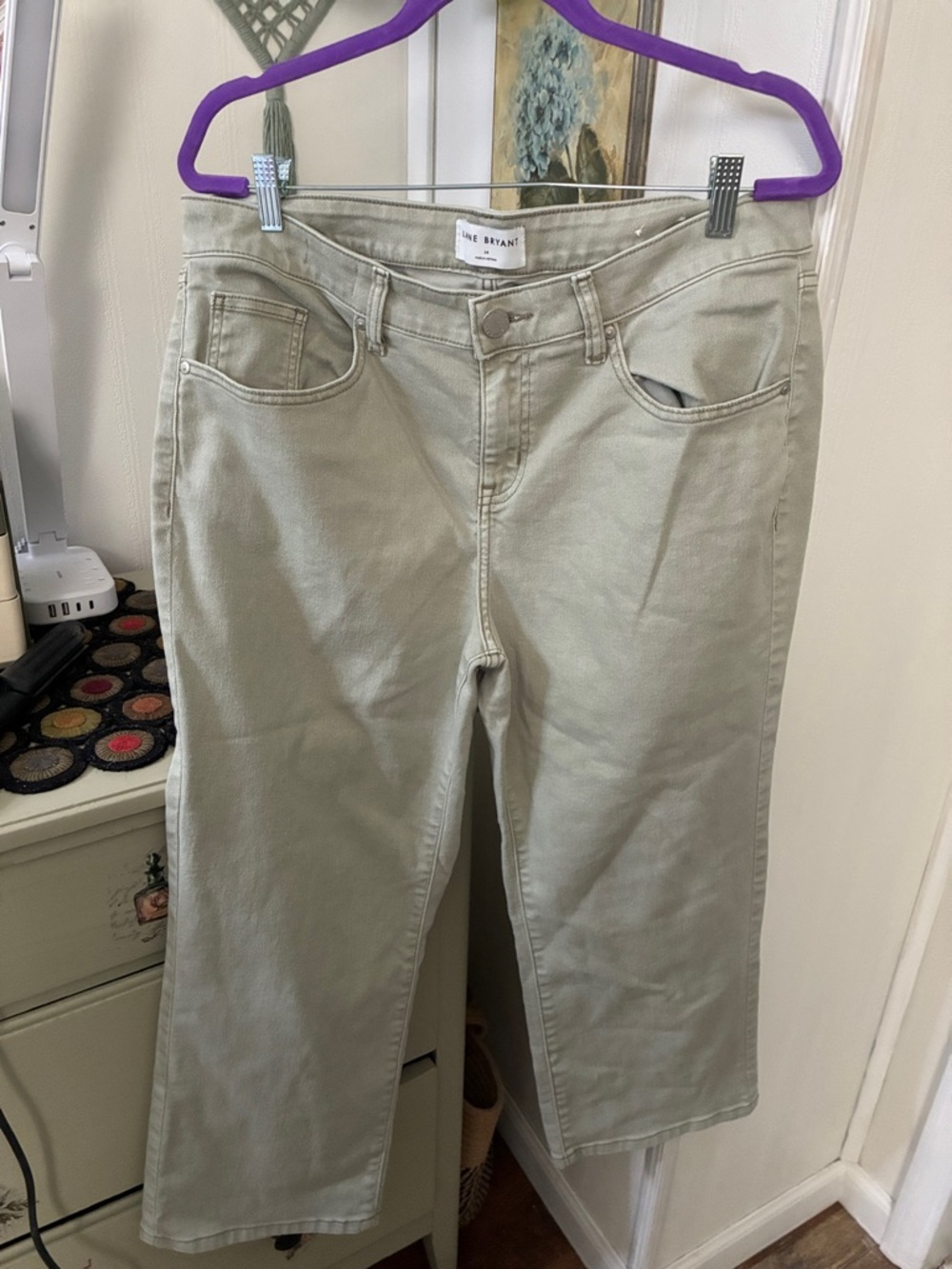 Lane Bryant Cropped Straight Jeans in Sage Green